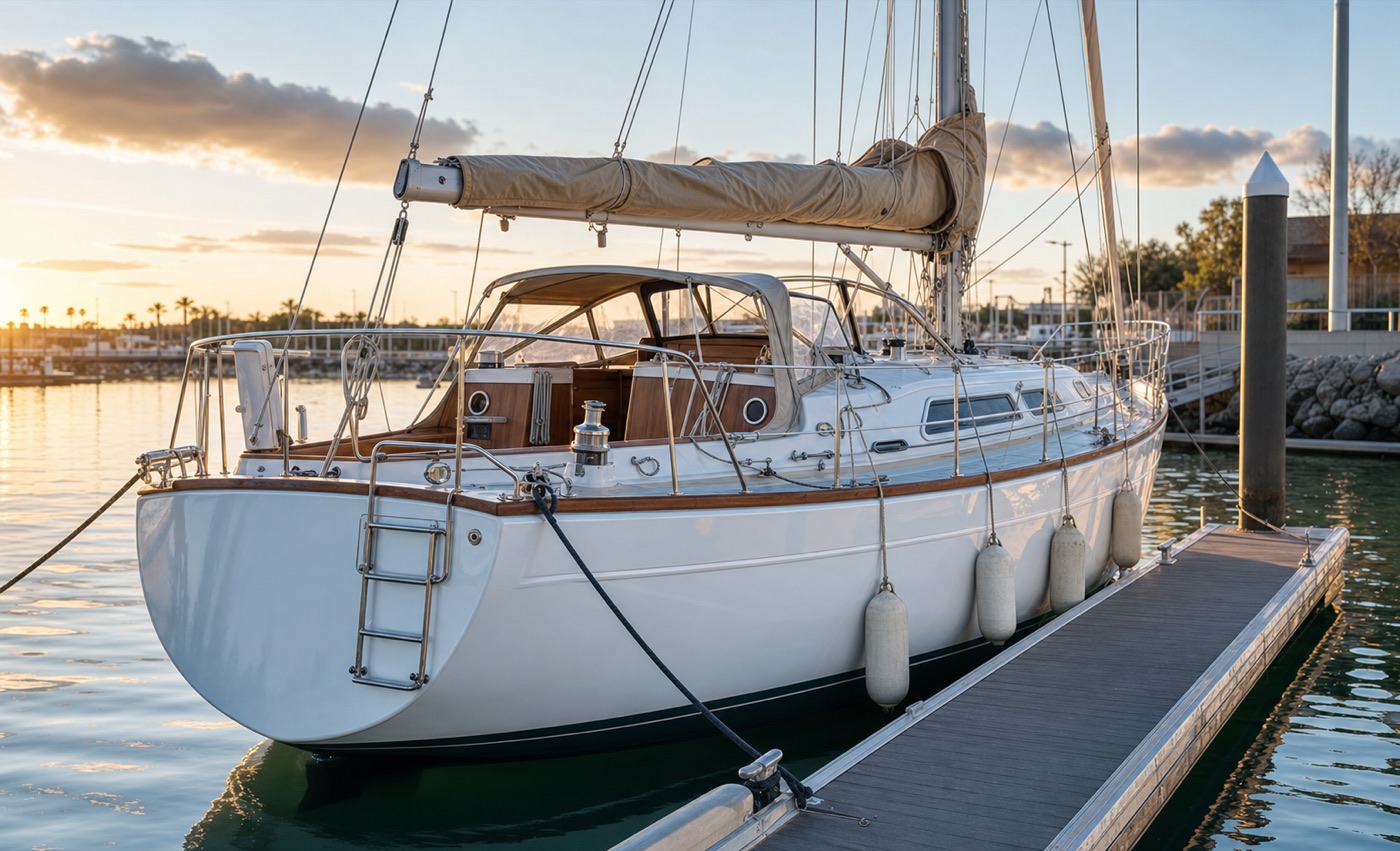 Bruce Roberts cruising yacht underway